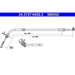 Brake Cable ATE 24.3727-0452.2 OE Ref A1694201185