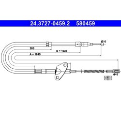 Câble de frein ATE 24.3727-0459.2 pour MERCEDES T1 OE 6014203385