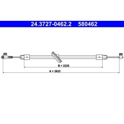 Câble de frein ATE 24.3727-0462.2 pour MERCEDES CLASSE S OE 1404201885