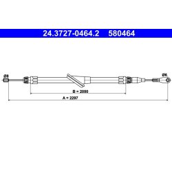 Câble de frein ATE 24.3727-0464.2 pour MERCEDES SL OE 1294202685