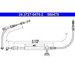 Câble de frein ATE 24.3727-0470.2 pour Mercedes Classe C et Classe E