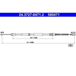 Câble de frein ATE 24.3727-0471.2 pour MERCEDES SPRINTER OE 9064203185