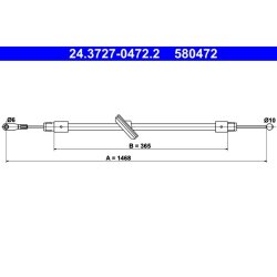 Câble de frein ATE 24.3727-0472.2 pour MERCEDES SPRINTER OE 9064202485