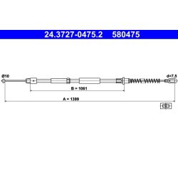 Brake Cable ATE 24.3727-0475.2 OE Ref A9064207085