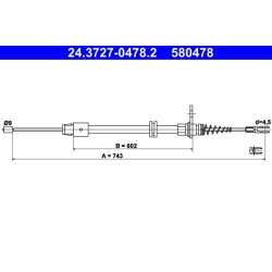 Brake Cable ATE 24.3727-0478.2 OE Ref 2124201385