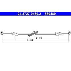Câble de frein ATE 24.3727-0480.2 pour MERCEDES GLK-CLASS OE 2044201585