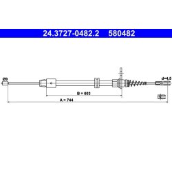 Brake Cable ATE 24.3727-0482.2 OE Ref 2044202685