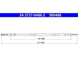 Câble de frein ATE 24.3727-0486.2 pour MERCEDES VIANO, VITO OE A6394203785