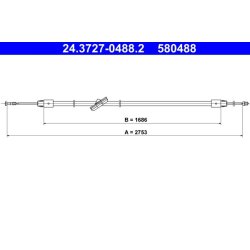 Câble de frein ATE 24.3727-0488.2 pour MERCEDES VIANO, VITO OE A6394203185