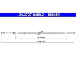 Câble de frein ATE 24.3727-0489.2 pour MERCEDES VIANO, VITO OE A6394203285