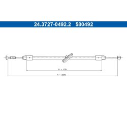 Câble de frein ATE 24.3727-0492.2 pour MERCEDES VIANO, VITO OE A6394201785