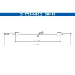 Câble de frein ATE 24.3727-0493.2 pour MERCEDES VIANO, VITO OE A6394201385