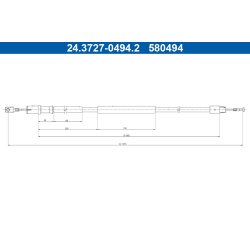 Câble de frein ATE 24.3727-0494.2 pour MERCEDES VITO OE 6394204085