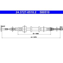 Brake Cable ATE 24.3727-0510.2 OE Ref 7615326