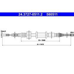 Brake Cable ATE 24.3727-0511.2 OE Ref 92323734