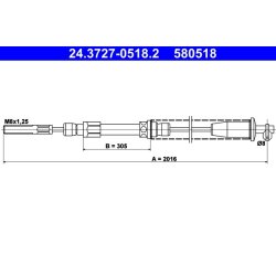 Brake Cable ATE 24.3727-0518.2 OE Ref 7671309