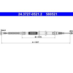 Câble de frein ATE 24.3727-0521.2 pour ALFA ROMEO, FIAT, LANCIA