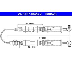 Câble de frein ATE 24.3727-0523.2 pour FIAT CINQUECENTO OE 7684513