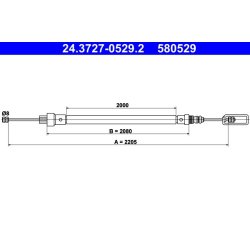 Câble de frein ATE 24.3727-0529.2 pour CITROËN, FIAT, LANCIA, PEUGEOT
