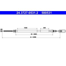 Câble de frein ATE 24.3727-0531.2 pour CITROËN, FIAT, PEUGEOT OE 4745F3