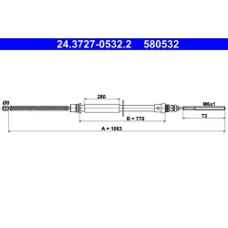 Brake Cable ATE 24.3727-0532.2 OE Ref 4745G9