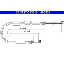 Brake Cable ATE 24.3727-0533.2 OE Ref 82487709