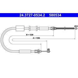 Brake Cable ATE 24.3727-0534.2 OE Ref 82487780