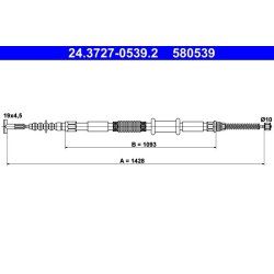 Câble de frein ATE 24.3727-0539.2 pour FIAT BRAVA, BRAVO, MAREA