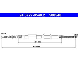 Câble de frein ATE 24.3727-0540.2 pour ALFA ROMEO, FIAT OE 60813055
