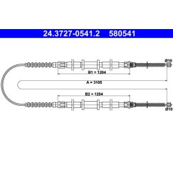 Brake Cable ATE 24.3727-0541.2 OE Ref 7739156