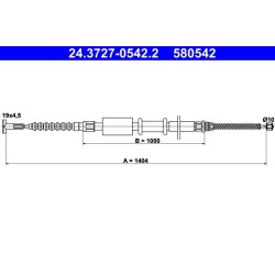 Câble de frein ATE 24.3727-0542.2 pour FIAT MAREA OE 46463911