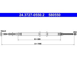 Câble de frein ATE 24.3727-0550.2 pour FIAT MULTIPLA OE 46511039