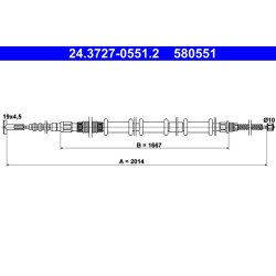 Câble de frein ATE 24.3727-0551.2 pour FIAT MULTIPLA OE 46547547