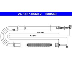 Câble de frein ATE 24.3727-0560.2 pour FIAT DOBLO OE 46745157