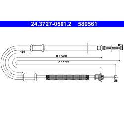 Câble de frein ATE 24.3727-0561.2 pour FIAT DOBLO OE 46766309