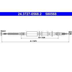 Câble de frein ATE 24.3727-0568.2 pour FIAT COUPÉ OE 46401725