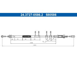 Câble de frein ATE 24.3727-0586.2 pour CITROËN, FIAT, PEUGEOT OE 474628 ATE