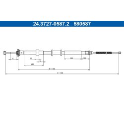 Câble de frein ATE 24.3727-0587.2 pour FIAT 500 OE 51786840