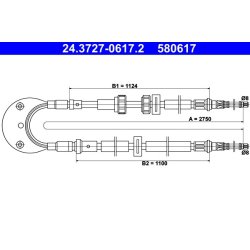Brake Cable ATE 24.3727-0617.2 OE Ref 6163735