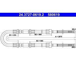 Câble de frein ATE 24.3727-0619.2 pour FORD TRANSIT OE 6049290