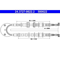 Brake Cable ATE 24.3727-0622.2 OE Ref 6168201