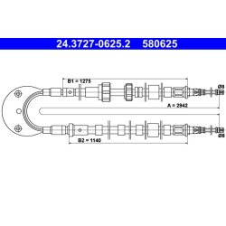 Câble de frein ATE 24.3727-0625.2 pour FORD ESCORT, ORION OE 6141433
