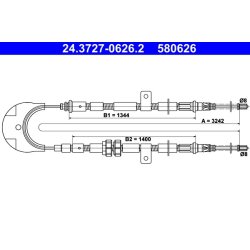 Câble de frein ATE 24.3727-0626.2 pour FORD FIESTA OE 6658751