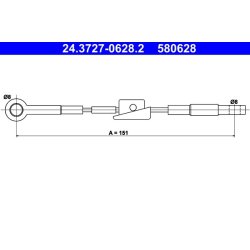 Brake Cable ATE 24.3727-0628.2 OE Ref 1619118