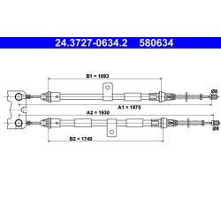 Brake Cable ATE 24.3727-0634.2 OE Ref 1107631