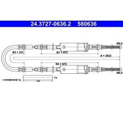 Câble de frein ATE 24.3727-0636.2 pour FORD TRANSIT OE 6658706