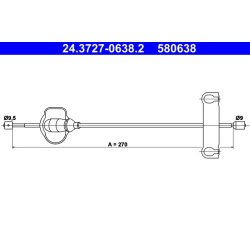 Câble de frein ATE 24.3727-0638.2 pour FORD COUGAR, MONDEO OE 6750550