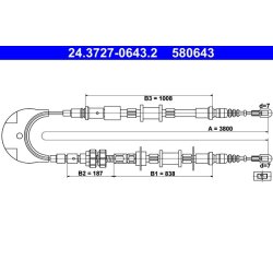 Brake Cable ATE 24.3727-0643.2 OE Ref 1026118