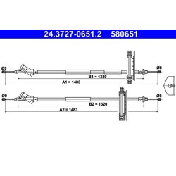 Câble de frein ATE 24.3727-0651.2 pour FORD FOCUS OE 1205576