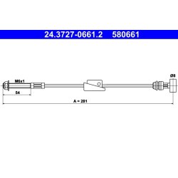 Brake Cable ATE 24.3727-0661.2 OE Ref 1064455